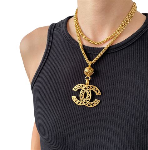 chanel logo black and white diamond necklace|chanel necklace online store.